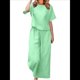 thumbnail image 1 of Conjunto de 2 Piezas para Mujer: Blusa de Media con Cuello y Pantalón con Bolsillos, Informal para el Trabajo y Viajes. Verde XXL, 1 of 6