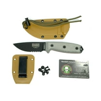 ESEE 3S Fixed Blade Knife Black Serrated 1095 Carbon Steel & Gray G10 Knives