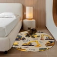 thumbnail image 2 of Round Area Rug 3.3 Ft, Construction Truck Washable Non-Slip Circle Carpet for Living Room/Bedroom, Cartoon Grips and Bulldozers Beige Low-Profile Small Kitchen Mats Collection Rugs for Indoor, 2 of 8