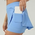 thumbnail image 4 of oqasdz Women's New Summer Solid Color Tennis Short Skirt Ice Sense Movement Slit Culottes Running Fitness Sports Tennis Skirt, 4 of 8