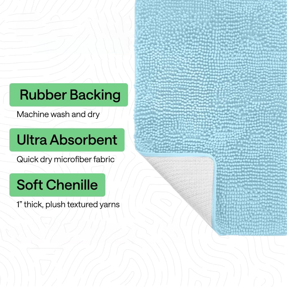 Bath Rug Mat, Thick Soft Absorbent Chenille, Quick Dry Microfiber Mats, Rubber Backing Washable Shower Floor Rugs, US Designed Bathroom Halloween Home Decor Accessories