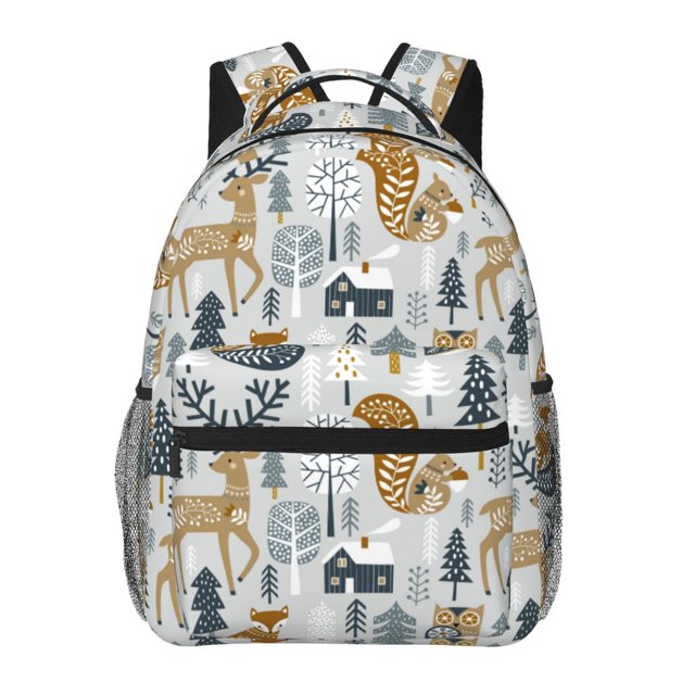 Disketp Winter Forest Animals Mochila Estampada para Hombre y Mujer – Mochila Ligera Clásica con Múltiples Bolsillos para Universidad, Trabajo y Viajes-One Size