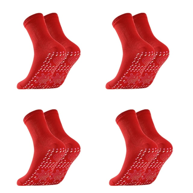 4 Paires de Chaussettes Autochauffantes Chauffantes Hiver Hommes et Femmes Camping Pêche Équitation Chaussettes Autochauffantes (Deux Paires de Couleurs Rouges et Blanches)
