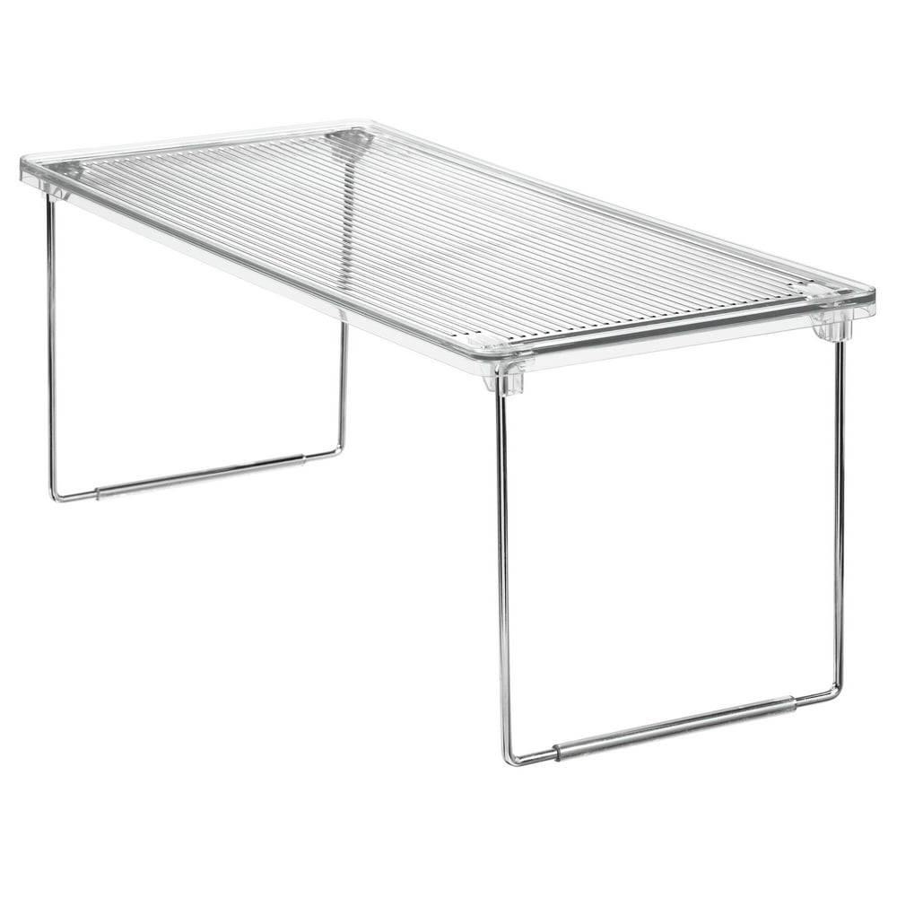 iDesign Chloe Clear Foldable Stacking 1 Shelf, 16" L x 7.5" W x 0.75" H