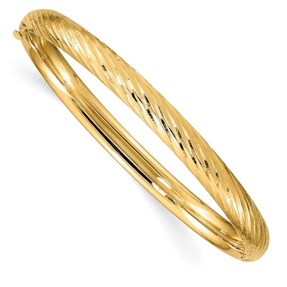 Auriga Fine Jewelry 14K Yellow Gold 3/16 Textured Hinged Bangle Size 6 for Women