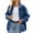Dark Blue, variant on Women Casual Long Sleeve Lapel Button Outerwear Loose Boyfriend Style Jacket Fashion Denim Jacket Leopard Print L