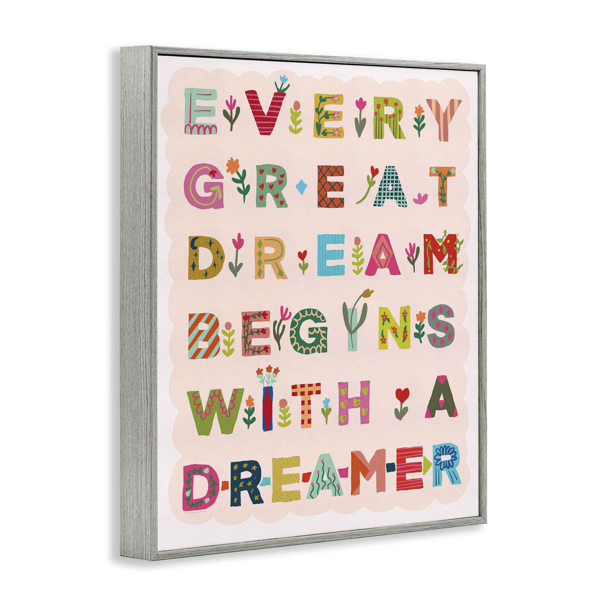 Stupell Industries Every Great Dream Gray Framed Giclee Art, design by Kamdon Kreations