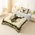 thumbnail image 2 of Manfei Wild Buck Grid Twin Comforter Sets,Pretty Floral Bedding Set,Green,Light Gray Reversible,2-Piece,1 Comforter and 1 Pillowcase, 2 of 7
