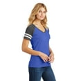thumbnail image 4 of District Made Ladies Game Neck Tee-3XL (Heathered True Royal/ Heathered Charcoal), 4 of 6