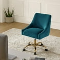 thumbnail image 2 of Velvet Swivel Home Office Chair with 360 Swivel Base, Height Adjustable Computer Desk Chair Metal Base Living Room, Teal, 2 of 8