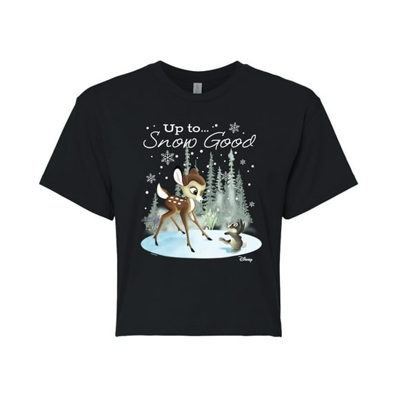 Disney Bambi - Christmas - Up To Snow Good - Juniors Cropped Cotton Blend T-Shirt
