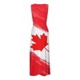 thumbnail image 5 of TSADFHJI Jupes Longues pour Femmes Mode Printemps et Été Imprimé Canadien Robe Sans Manches Col en V Fermeture Éclair Latérale (1) S Rouge, 5 of 5
