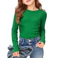thumbnail image 2 of Shadoumai Girls Neck Long Sleeve Shirts 2025 Ribbed Knit Slim Fit T Shirts Fall Layer Tops Tees, 2 of 4