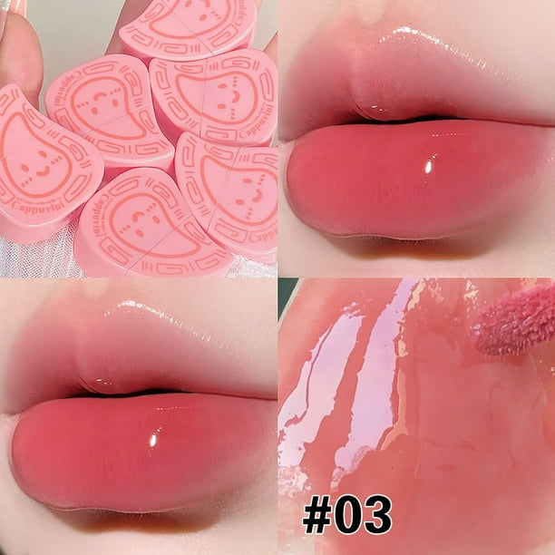 Lápiz labial Red Peach Cake Lip Glaze Mirror Water Gloss Glass Lip Glaze 3,4 ml un lápiz labial