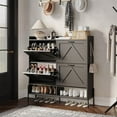thumbnail image 4 of 4-Tier Shoe Cabinet with Flip-Up Doors - Freestanding Slim Organizer, Hidden Storage for Entryway/Hallway, Black, 4 of 7
