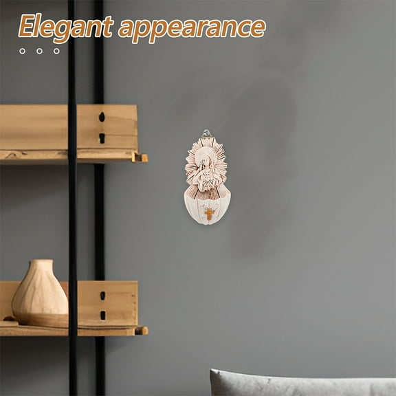 KAKOWELY 2Pcs Beige Resin Holy Water Font Wall Decor For Catholic Community And Religious Ceremonies 11.8X2.4X1.4In