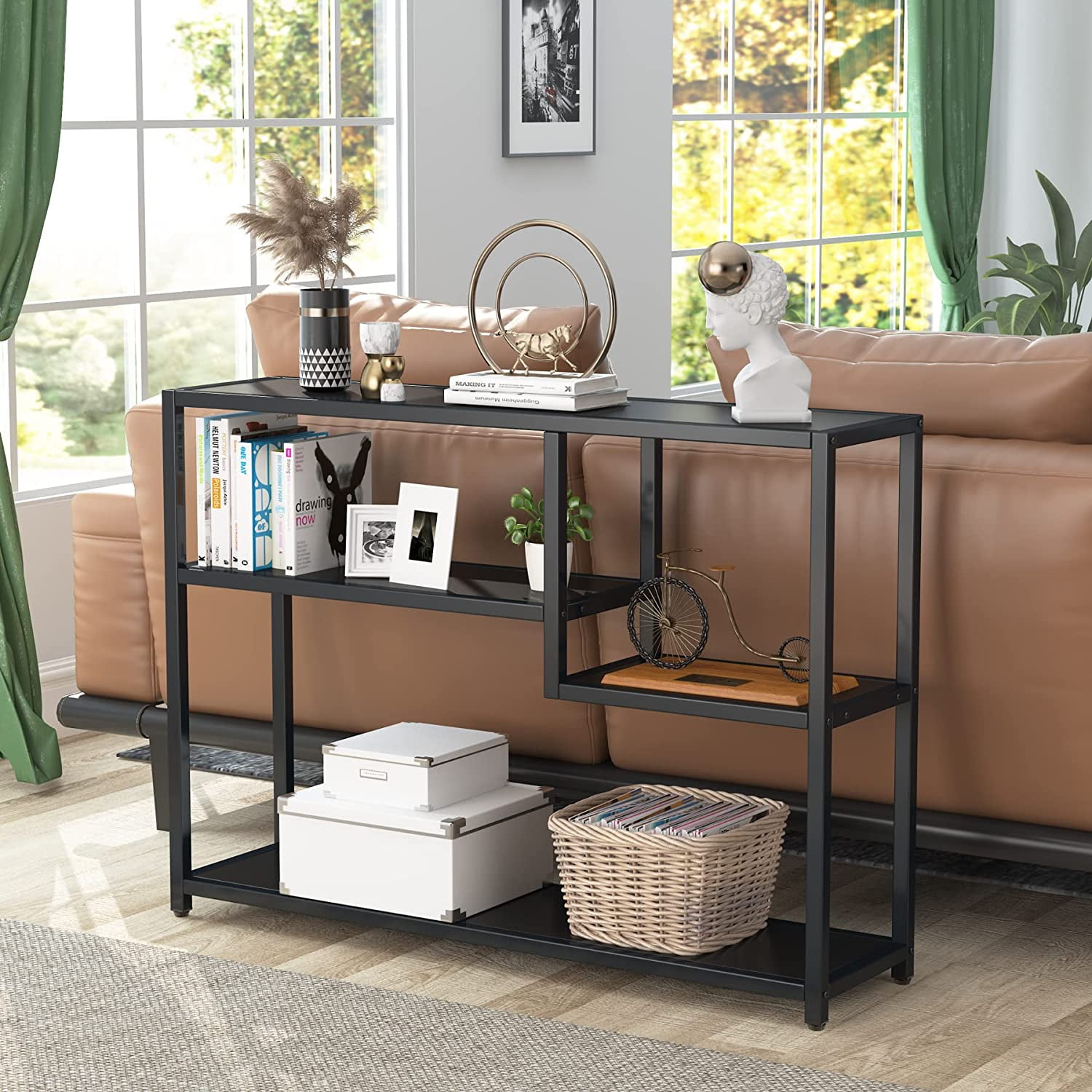 Buy Tribesigns Console Table, Small Black Entryway Table with Storage