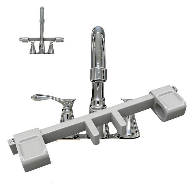 Rewenti Double Sink Faucet Handle Lock Kitchen and Bathroom Plug with Central Pipe Fixed