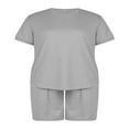 thumbnail image 2 of KuriozudMale Solid Color  Neck Short Sleeve Shirt Shorts with Pocket, 2 of 5