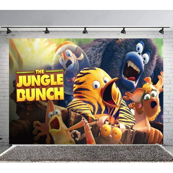Jungle Bunch Backdrop Banner Party Supplies Poster Movie Theme Background for Photography Birthday Decorations