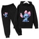 thumbnail image 3 of Sudaderas con capucha de Disney Stitch para niñas, conjuntos de ropa para niños, camisetas y pantalones para niñas, 2 piezas, conjuntos de chándal para niños, 3 of 5