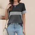 thumbnail image 4 of ameIAEA Summer Short Sleeve Tops for Women Round Neck Color Block Casual Loose Tee Shirts, 4 of 6