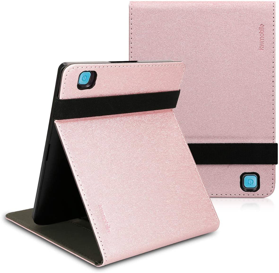 Light Pink/Dark Pink/Dark Blue kwmobile Case for Kobo Aura Edition 2 Book Style PU Leather Protective e-Reader Cover Folio Case