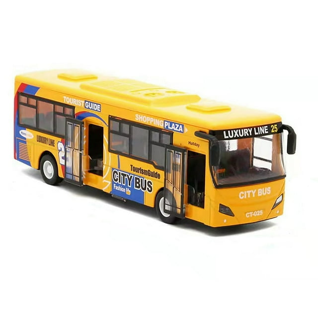 AMERTEERCity Bus Toy Die Cast Pull Back Public Transportation Vehicles Mini Bus Model Car Toys Lights and Music (Red)