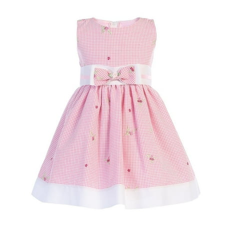 Swea Pea and Lilli - Baby Girls Pink Seersucker Bow Accent Cotton ...