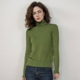 thumbnail image 2 of Fgnfyis Women Wool Seamless Turtleneck Sweater First Line Long Sleeve Knitted Pullover Top Army Green M, 2 of 4