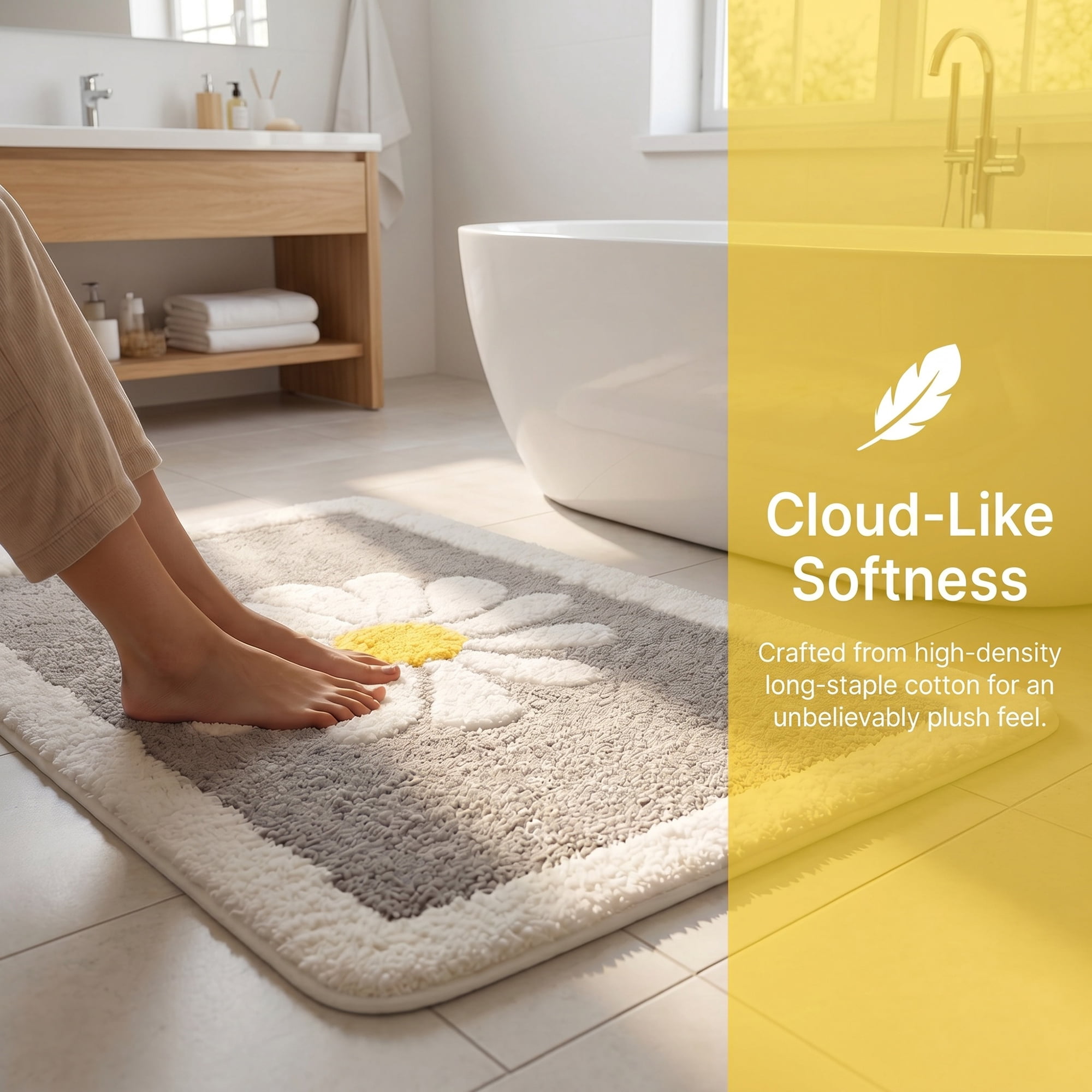 Unique Bargains Aesthetic Non Slip Ultra Soft Absorbent Shaggy Bath Mat Grey 32" x 20"