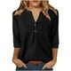 thumbnail image 2 of Blusas para mujer,Camiseta de mujer con cuello en V y manga 3/4, blusa informal holgada, detalle de botones, ideal para el hogar y el día a día, sopatenor, 2 of 6
