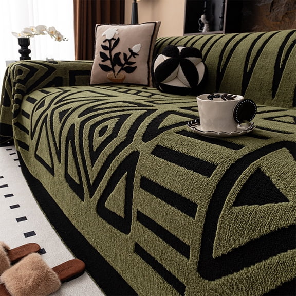 Soft Plush Non-Slip Couch Cover, Thicked Comfortable Striped Sofa Covers Washable, Large Fluffy Plush Pet Couch Covers,Anti-Scratch Full Coverage Decoration Couch Cover,Pet Friendly