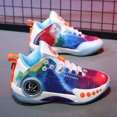 

Boys Casual Basketball Shoes Colorful Lightweight Mid Top Durable Sneakers For Outdoor Sports EVA