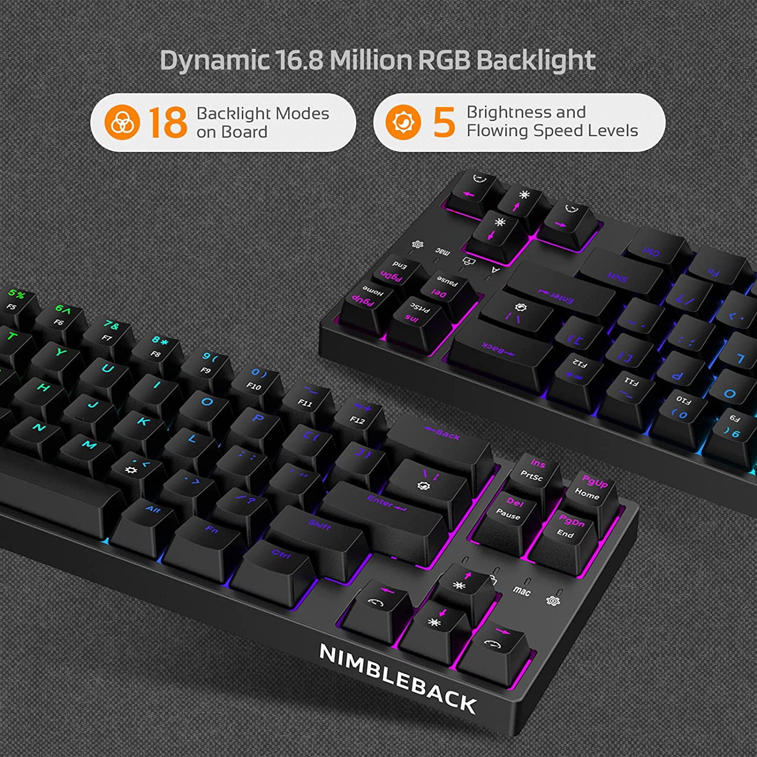 LTC NB981 Nimbleback 98 Keys Wired Mechanical Keyboard, 96% Gaming Keyboard w/White Backlit, Red Switch, 2-Layer Foam, Eclipse Black
