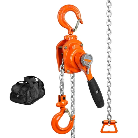 KFFKFF Manual Lever Chain Hoist, 1/2 Ton 1100 lbs Capacity, 5 FT Lift, Durable G80 Galvanized Steel with Double-Pawl Brake, Smooth Chain Operation & 360° Rotating Hook for Workshop, Warehouse