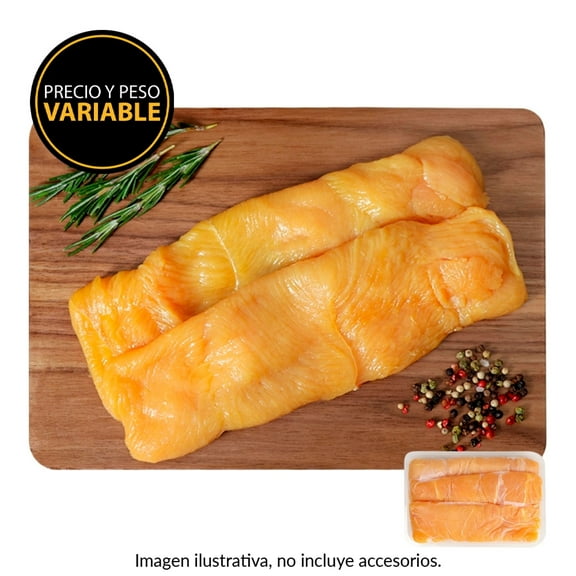 Milanesa de pechuga de pollo por kg  peso aprox por charola 700 a 800 g