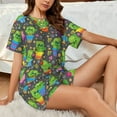 thumbnail image 4 of Honeii Cactus In Pots for Women's Summer Pajama Set featuring Soft Short Sleeve Shirt & Matching Bottoms with Convenient Pockets for Relaxed Home Wear-Large, 4 of 6