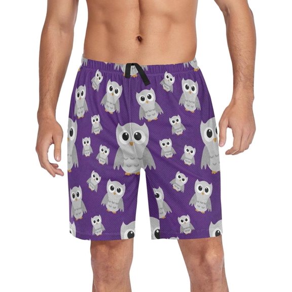 GZHJMY Owl Pajama Pants Short for Men, Lounge Pants Lightweight Men Pajama Bottoms with Drawstring Pockets, Christmas New Year Birthday Gifts, Small