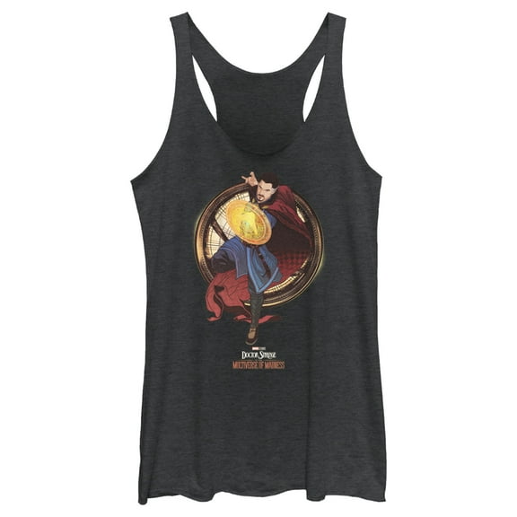 Women's Marvel Doctor Strange in the Multiverse of Madness Solo Strange Racerback Tank Top Black Heather Small