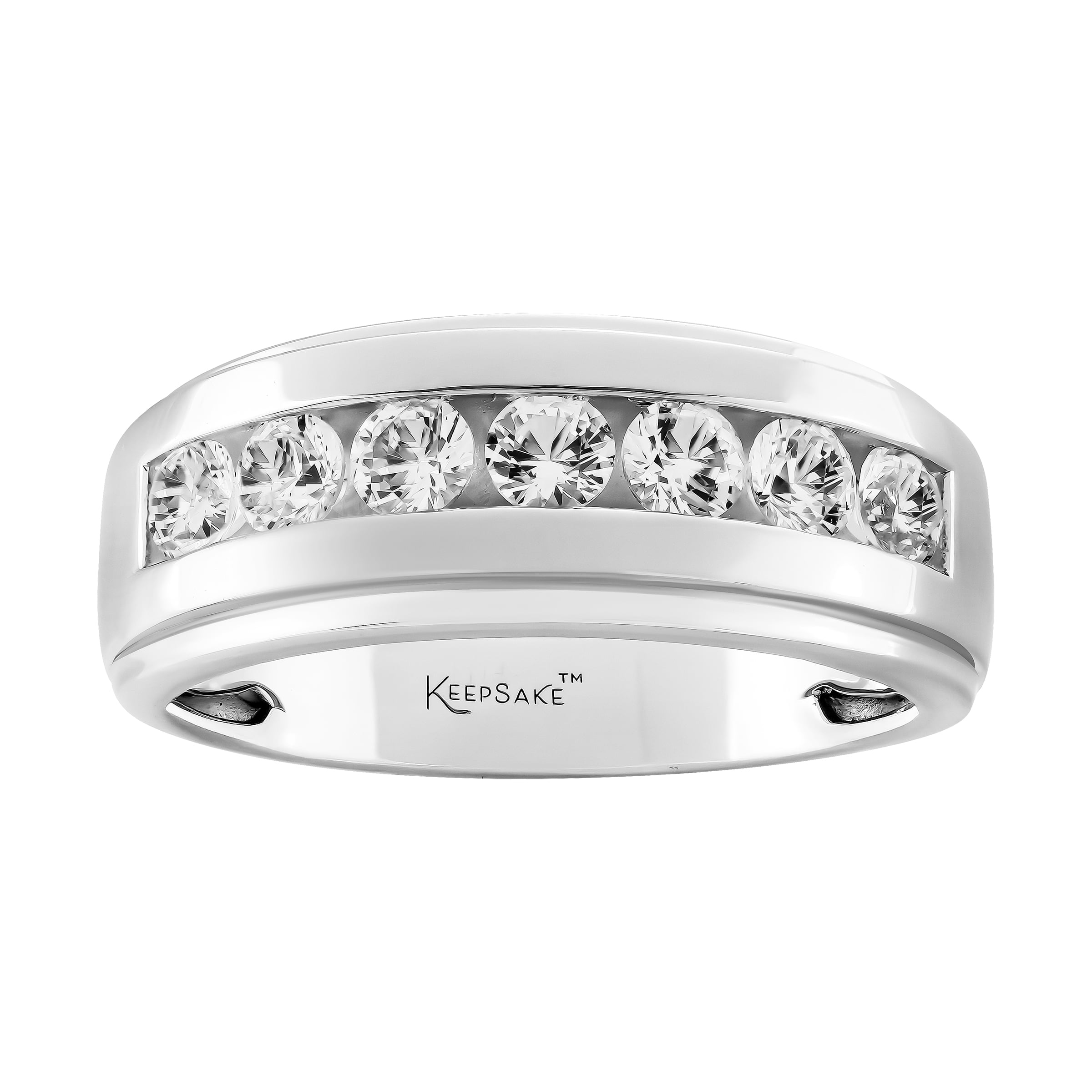 Keepsake Sterling Silver Created White Sapphire Men's Wedding Band