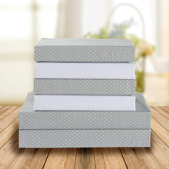 Elegant Comfort 6 Piece Bed Sheets Polyester Full Polkadot Grey Polka Dot