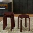 thumbnail image 5 of Gymax Set of 4 18" Stacking Stool Round Dining Chair Backless Wood Home Decor Brown, 5 of 10