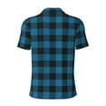 thumbnail image 4 of Rocae Blue Black Plaid for Men's Short Sleeve Polo Shirt, Quick Drying Performance Moisture Wicking Sports Men's Golf Shirt Large, 4 of 9