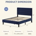 thumbnail image 2 of 4 EVER WINNER Blue Full Velvet Platform Bed Frame, Horizontal Stitched Upholstery, Reinforced Anti-Squeak Structure, Heavy-Duty Slats, No Box Spring Required, 2 of 9
