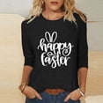thumbnail image 2 of Happy Easter 3/4 Sleeve Round Neck Shirt Women Casual Cute Print Tee Basic Pullover Tops T-Shirt (M, A Black), 2 of 3