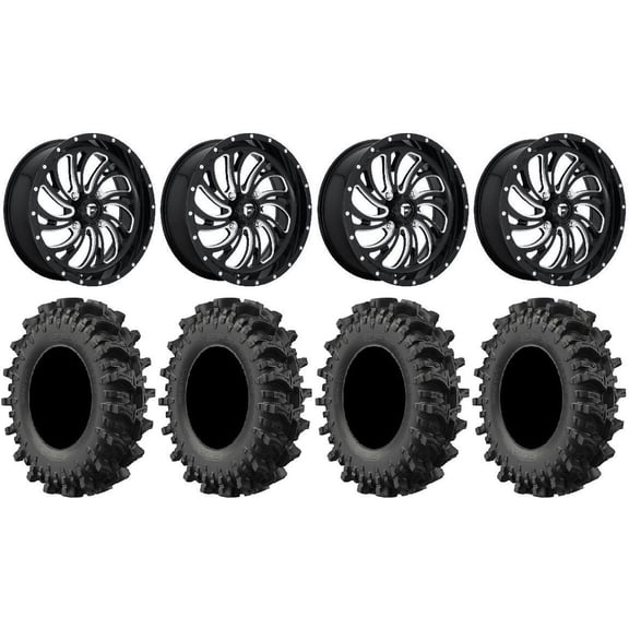 Fuel Kompressor 20" Wheels Black 33" MotoSlayer Tires Can-Am Maverick X3 / Honda Pioneer 1000 / Talon