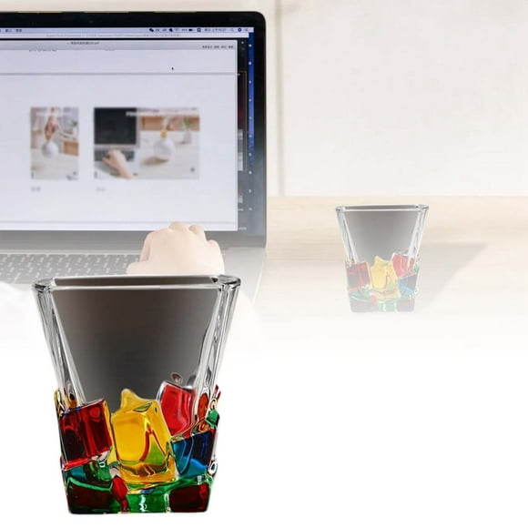 Handmade Glass Cup Drinking Glass For Water Juice Elegant Color Block Design Desktop Liquid Storage Glassware