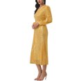 thumbnail image 4 of INSPIRAR CHIC WOMLAYOUT Vestidos de lentejuelas brillantes para mujer, vestido midi de cóctel de manga larga con escote en V, color dorado, 4 of 6
