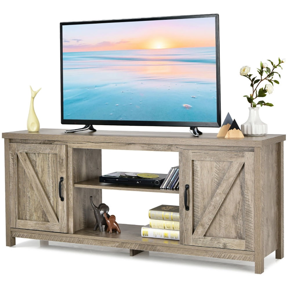 Finihen TV Stand, TV Cabinet, 59 Inches TV Stand Media Console Center with Storage Cabinet, Media Entertainment Center with Storage, for Living Room, Bedroom, Natural